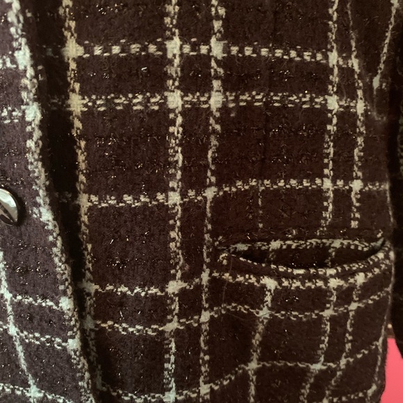 Sag Harbor Size 16 Teal blue & black plaid blazer with sparkle. Gently worn. - Picture 8 of 14